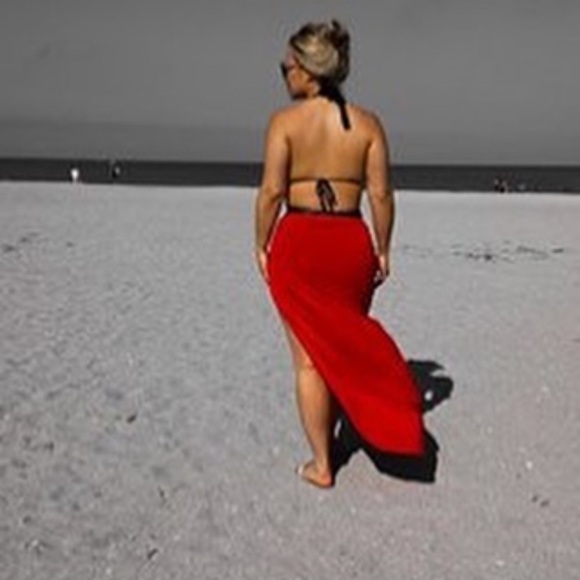 High Slit Orange stretch Women’s Maxi Skirt Small - Picture 7 of 7